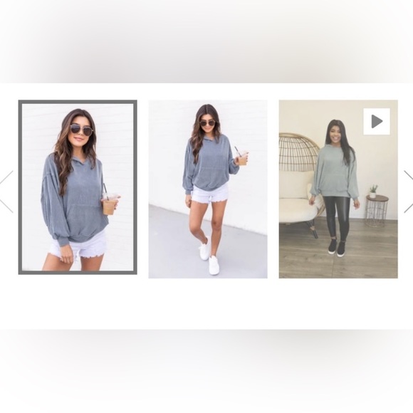 $3/25 Pink Lily Green Ribbed Oversized Hoodie - Picture 9 of 9